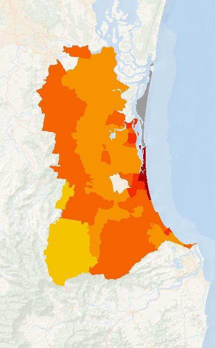 GOLD COAST MEDIAN HOUSE PRICE MAP 2016* LEGEND DATA NOT AVAILABLE < $400,000 $400,000 - $600,000 $600,000 - $800,000 $800,000 - $1,000,000 > $1,000,000 MOST