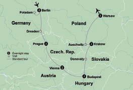 13 Days from 1,899 Tour Pacing = 4. See page 64 for details. Day 9: Budapest - Donovaly, Slovakia - Krakow, Poland Take in the picturesque landscapes en route to Poland.