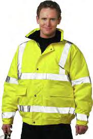 Gr oup 962 spec ial hazar d c lothing Waterproof High Visibility Jackets Two hip pockets with velcro fastened flaps. Drawstring hood. Knitted storm cuffs. Two way zip front with studded storm flap.