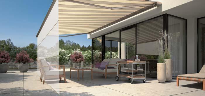 Opal Design II option with Valance Plus Valance Plus greater privacy thanks to vertical protection against the sun and prying eyes (optional) The motorised vertical sun protection elegantly blends in