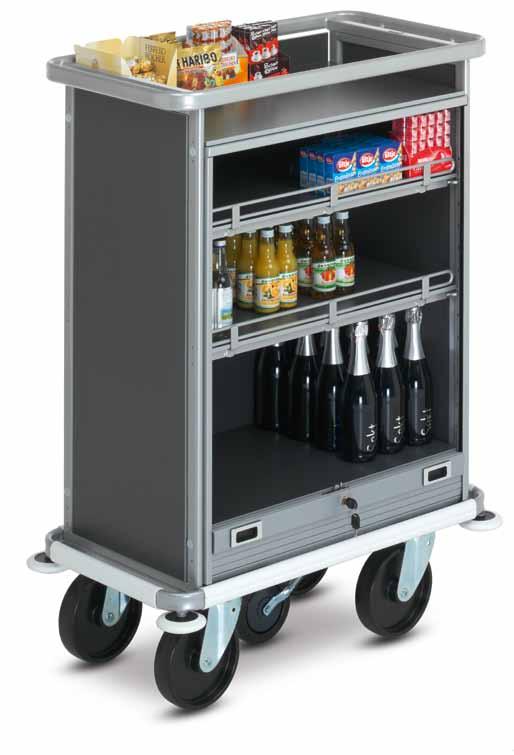 03.01 Premium MBW-Smart Minibar filling trolley with 2 shelves > Locking roll-down panel > Insertable