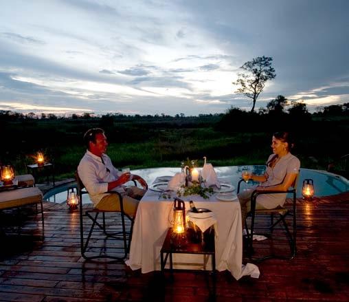 Sanctuary Baines Camp, Okavango Delta Location: On the permanent water of the Boro River in a 260,000 acre private concession neighbouring the Moremi Game Reserve Access is by air from Maun (15
