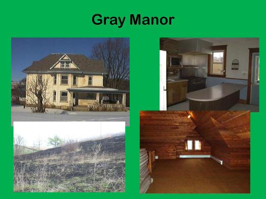 Gray Manor is a large farm house with a covered porch, and amazing views.