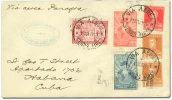 1887 Cuba, Cuba, 1927-43, Air mail Flight col lec - tion, of 35 cov ers and 3 stamps in clud ing dou ble over print, excellent collection of this most popular area, generally F.-V.F., ex- Rob ert Spooner (no photo).