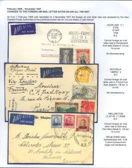 Two (2) ex am ples of such mail, one an Air Let ter mailed in 1946 from NZAPO 222 in Ja pan to Little - ton, NZ, and the other a cover from same APO ad dressed to Auckland in