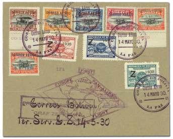 World Airmail Covers: Zeppelin Flights 1794 Bolivia, 1930 (May 25-June 6), Graf Zep pe lin South Amer ica Re turn Flight, La Paz - (Rio de Ja neiro - Lakehurst -) Se ville.
