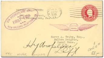 Phila - Air mail Ser vice, May 15, First Trip cancellation; adhesive with natural straight edge at right, F.-V.