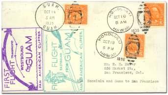 Estimate $350-500 2028 United States, 1935, Mid way to Ha waii flight by Lueder, T.O.