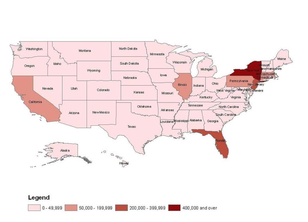 Map 1: Distribution of the Puerto Rican Population in United States: