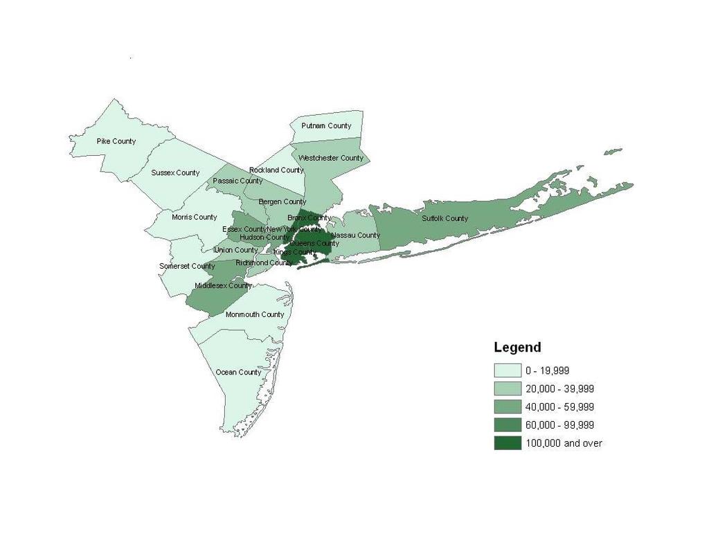 Map 4: Distribution of the Puerto Rican Population in the NY Metropolitan Statistical