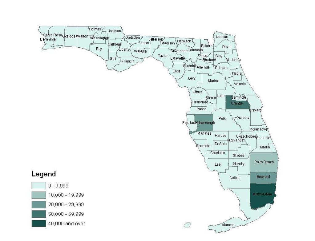 Map 6: Distribution of the Puerto Rican Population in Florida, United