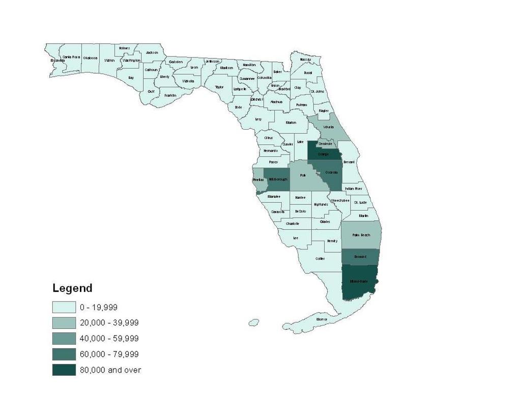 Map 7: Distribution of the Puerto Rican Population in the Florida, United