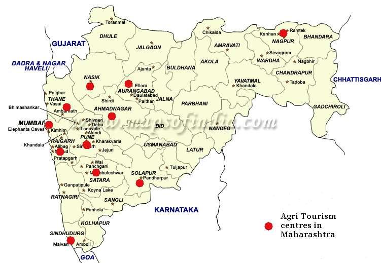 Agri-Tourism Map of Maharashtra Tourism policy for GoMo In the 5 year action plan agricultural tourism and wine tourism will be promoted.