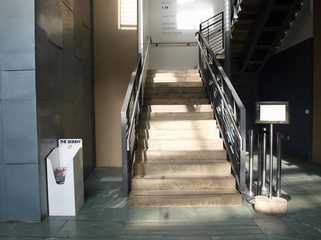 the lift, or via stairs (30 steps in total).