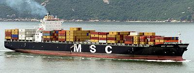 MSC Debra, a sister vessel of MSC Olga, is pictured here in the Hong Kong approaches.