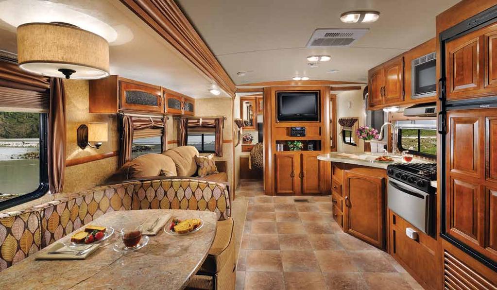 312QBUD- Chocolate decor Hemisphere Travel Trailers The innovative design of the Hemisphere travel trailer reduces wind resistance which gives you better mileage and a smoother ride.