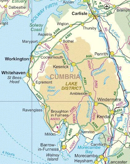 CUMBRIA Cont Population around periphery of County Long distances between main towns many communities small and