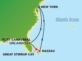 Includes: Deluxe motor coach transportation from the Maritimes Overnight accommodations including breakfast at the Hampton Inn Portsmouth, NH before and after the cruise 7-day Bahamas & Florida