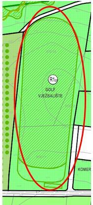 Golf vježbalište (R1 G2) - u sklopu površine R1 G2; planira se realizacija golf vježbališta (na dvije lokacije); jedna neposredno u blizini ulaza u zonu golf igrališta uz istočnu granicu maslinika, a
