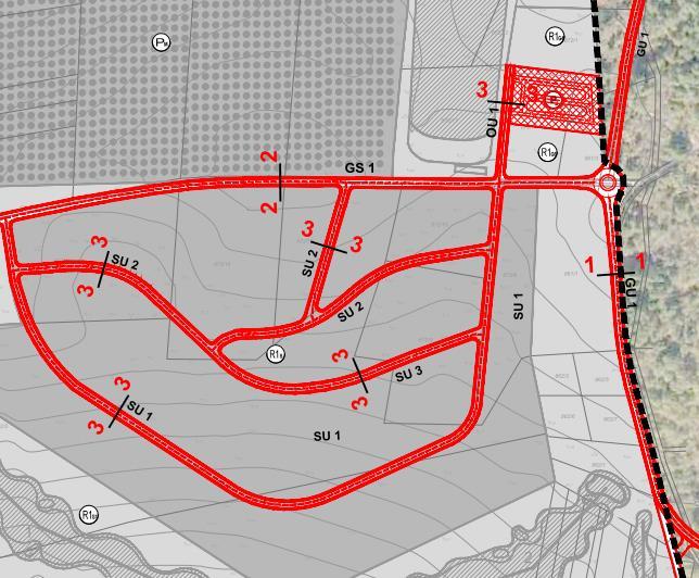 A.2.4.2 Površine infrastrukturnih sustava prometna mreža Rješenje prometnog sustava unutar obuhvata prikazano je na kartografskom prikazu br. 2.1.