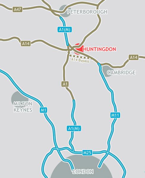 SITE LOCATION Huntingdon This prime town centre development offers an exceptional opportunity to create a vibrant residential Quarter, with excellent transport connections providing direct access to