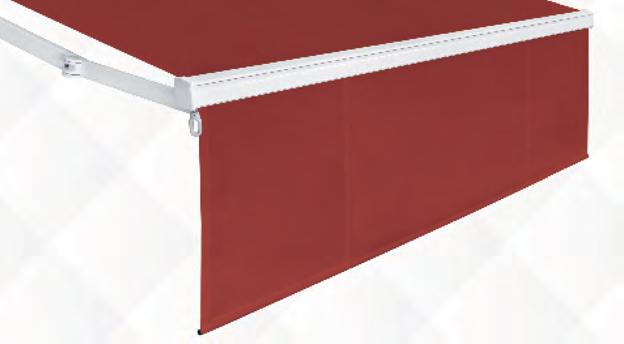 Semicofre Smart extruded aluminium profile with an oval shape that is installed on the awning top side for giving more protection to the fabrics, thus being completely protected