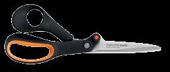 Scissors are ideal for large-scale projects requiring long, clean cuts on thick fabrics. Ergonomic handle with Softgrip touch-points enhance comfort and control. For right-handed.