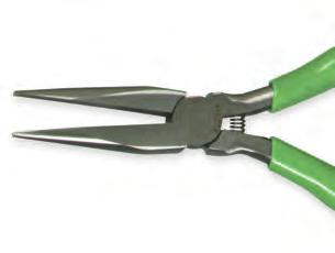 96 435 6 Thin long nose pliers with smooth jaws General-purpose use For pick-up and wire forming Features green cushion grips Thin Long Nose Pliers - Smooth Jaws Cat UPC Length A B C E Pack Wt.