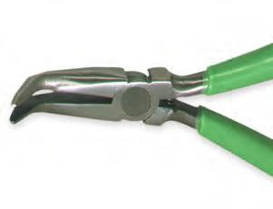 PLIERS 60 curved long nose pliers Smooth jaws For reaching between closely spaced components Features green cushion grips 60 Curved Long Nose Pliers Cat UPC Length A B