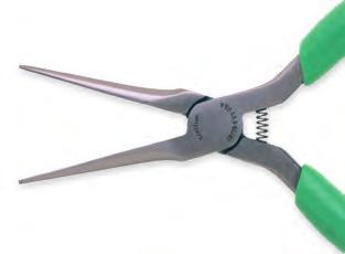 PLIERS Slim Line Long Needle Nose Pliers Slim line needle nose pliers Fine tip LN775512 features serrated jaws LN775512G features smooth jaws Features green cushion grips