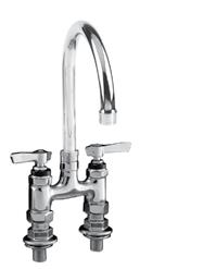 Encore KL57 Series Elevated Bridge Deck Mount Faucets with Swivel and Rigid Gooseneck and Double Jointed Spouts FOODSERVICE A B C 4 (102mm) Center with 3-1/2 (89mm) Gooseneck Spout & Lever Handles