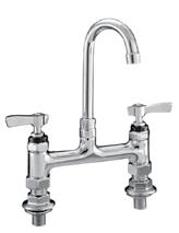 FOODSERVICE Encore KL67 Series Elevated Bridge Deck Mount Faucets with Swivel and Rigid Gooseneck and Double Jointed Spouts A B C 6 (152mm) Center with 3-1/2 (89mm) Gooseneck Spout & Lever Handles