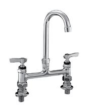 Encore KL61 Series Elevated Bridge Deck Mount Faucets with Swivel and Rigid Gooseneck and Double Jointed Spouts FOODSERVICE B A C 8 (203mm) Center with 3-1/2 (89mm) Gooseneck Spout & Lever Handles