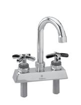 FOODSERVICE Encore KL41 Series 4 Deck Mount Faucets with Swivel Gooseneck Spouts 4 (102mm) center Solid heavy-duty cast bodies Color coded indexes meet international standards The only 4 faucet with