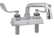 FOODSERVICE Encore KL41 Series 4 Deck Mount Faucets with Horizontal Tubular and Swivel Arched Tubular Spouts 4 (102mm) center Solid heavy-duty cast bodies Color coded indexes meet international