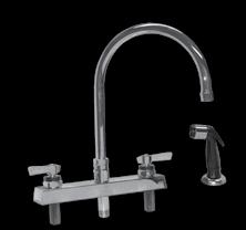 Encore Deck Mount Veterinary Faucets With Side Sprayer Custom configuration available on application Polished chrome finish Heavy duty cast body construction to