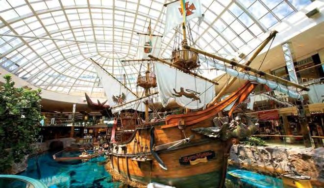 West Edmonton Mall North America s largest shopping mall contains 800 stores, two hotels, and over 100 dining venues!