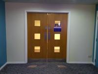 The clear door width is 90cm (2ft 11in). The dimensions of the lift are 108cm x 138cm (3ft 7in x 4ft 6in). There are no separate entry and exit doors in the lift.