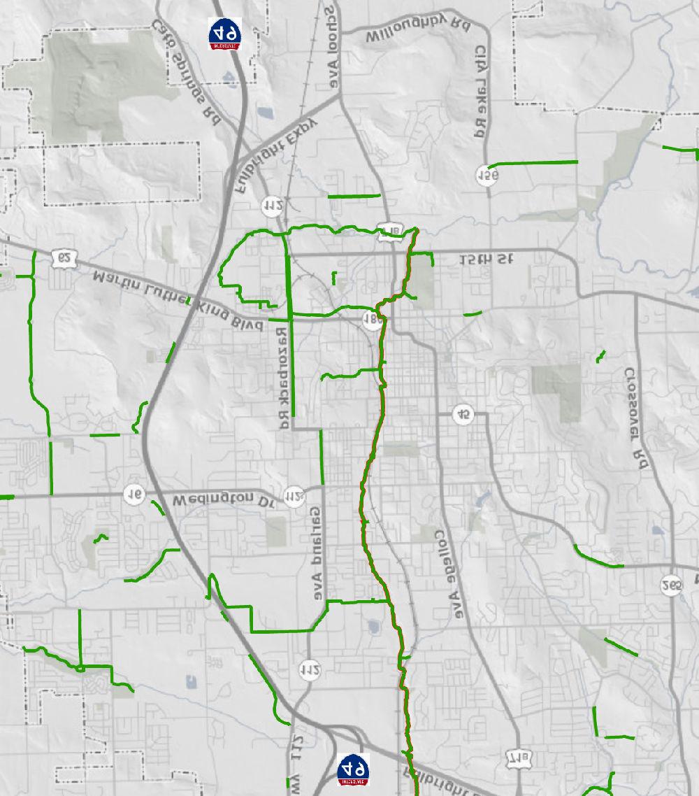 Fayetteville Vicinity Map Town Branch Trail Walker Park Regional Greenway