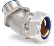 hoose among a full range of fittings in straight, 45 o, and 90 o angled configurations for 3/8" to 2" conduit sizes.