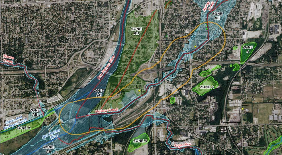 cost for LOMR submittal would be the responsibility of the City. The stream reach for Hickory Creek between its confluence with the Des Plaines River and Third Ave is approximately 1.9 Miles.