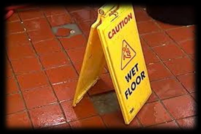 Tips to prevent falls: Quickly clean up spills and display wet floor