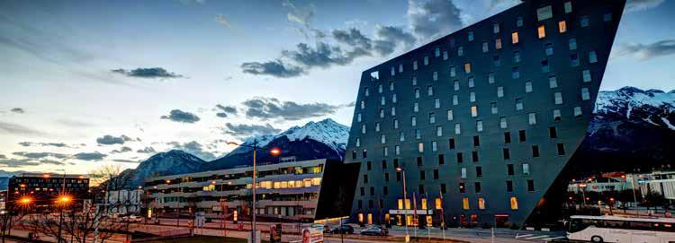 Standing as one of Innsbruck s tallest buildings, with its 12 storeys, it stands out due to its impressive architecture yet fits perfectly into its environment.