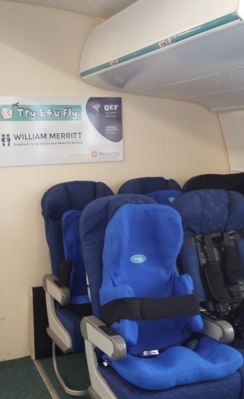 William Merritt Centre Tryb4uFly Based at the WMDLC is Tryb4uFly, a service which provides cabin assessments, Information on travelling by air and guidance on equipment hire of support seating for