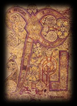 The Book of Kells is written on calf vellum and the text is written between two ruled lines.