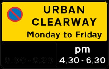 clearways (no stopping); a bus stop clearway during hours of operation; double or single red lines during their hours of operation; an urban clearway within its hours of operation.