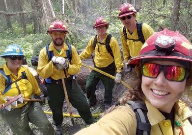 DNR firefighter Meghan Ring (foreground) and her crew spent two weeks battling a blaze in British Columbia.