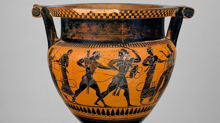 Art and Architecture in Ancient Greece By USHistory.org, adapted by Newsela staff on 08.01.17 Word Count 571 Level 680L Terracotta bowl from 520 510 B.C. The scene shows the struggle between the hero Herakles and the god Apollo.