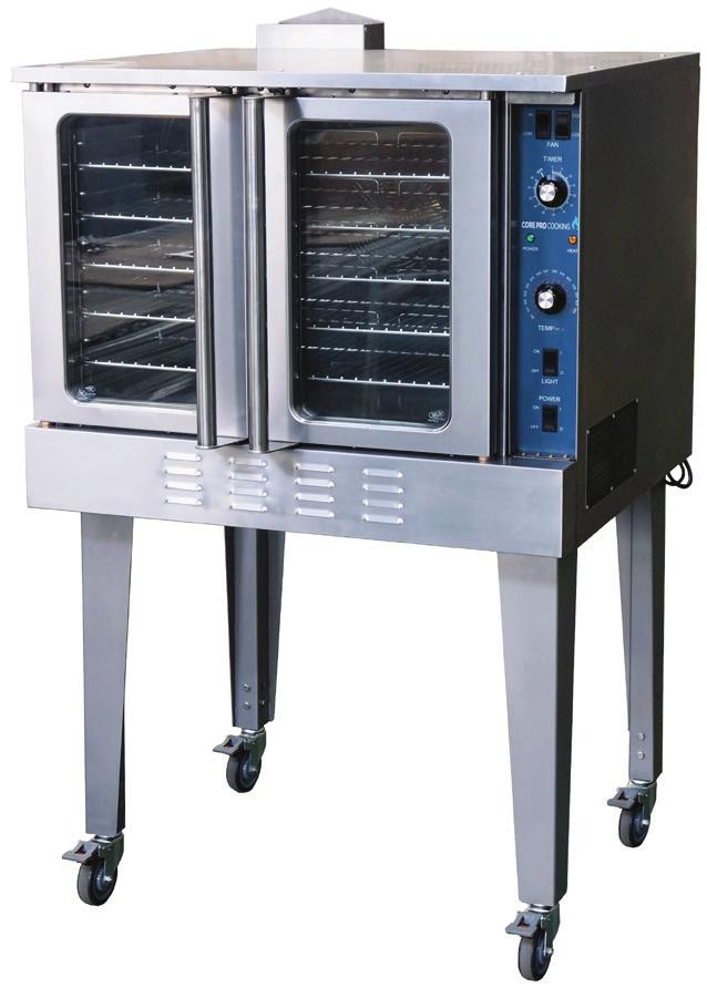 CONVECTION OVENS CP-COG CP-COG with CP-CO-LEG CP-COG with CP-CO-SK CORE PRO PRODUCT FEATURES: Full size gas convection oven 3 inshot burners, 18,000 BTU each total 54,000 BTU Independent glass window