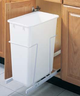 sub-panel support behind the cabinet door. A durable epoxy-coated white wire holds the bin(s) securely in place, and the white bin(s) are included.